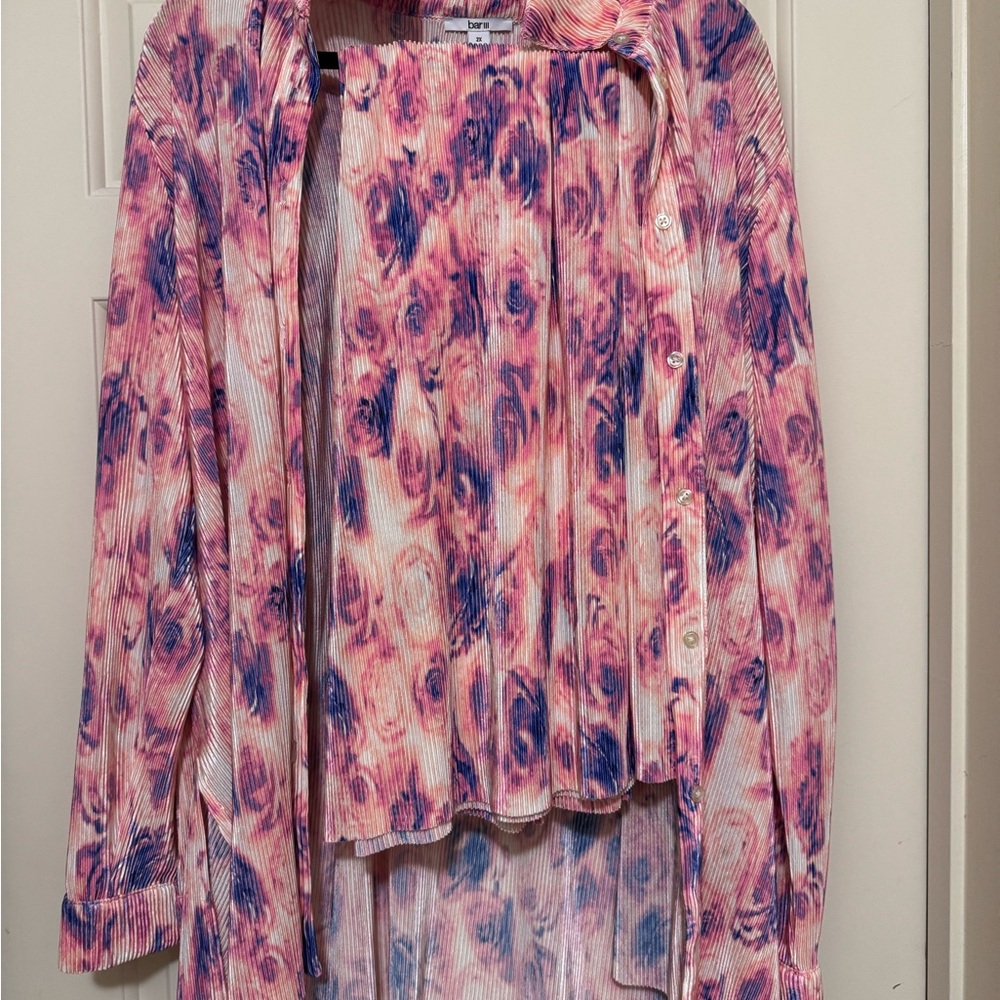 Bar III Pink and Purple Blouse and Pant Set